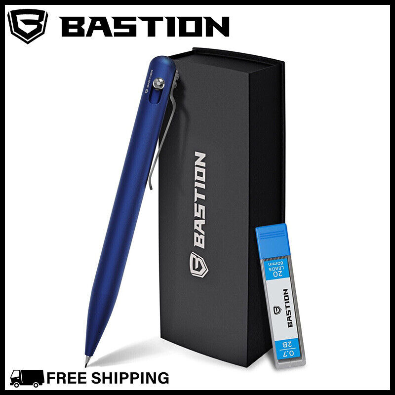 BASTION MECHANICAL PENCIL 0.7MM Blue Aluminum Body Bolt Action Drafting Drawing