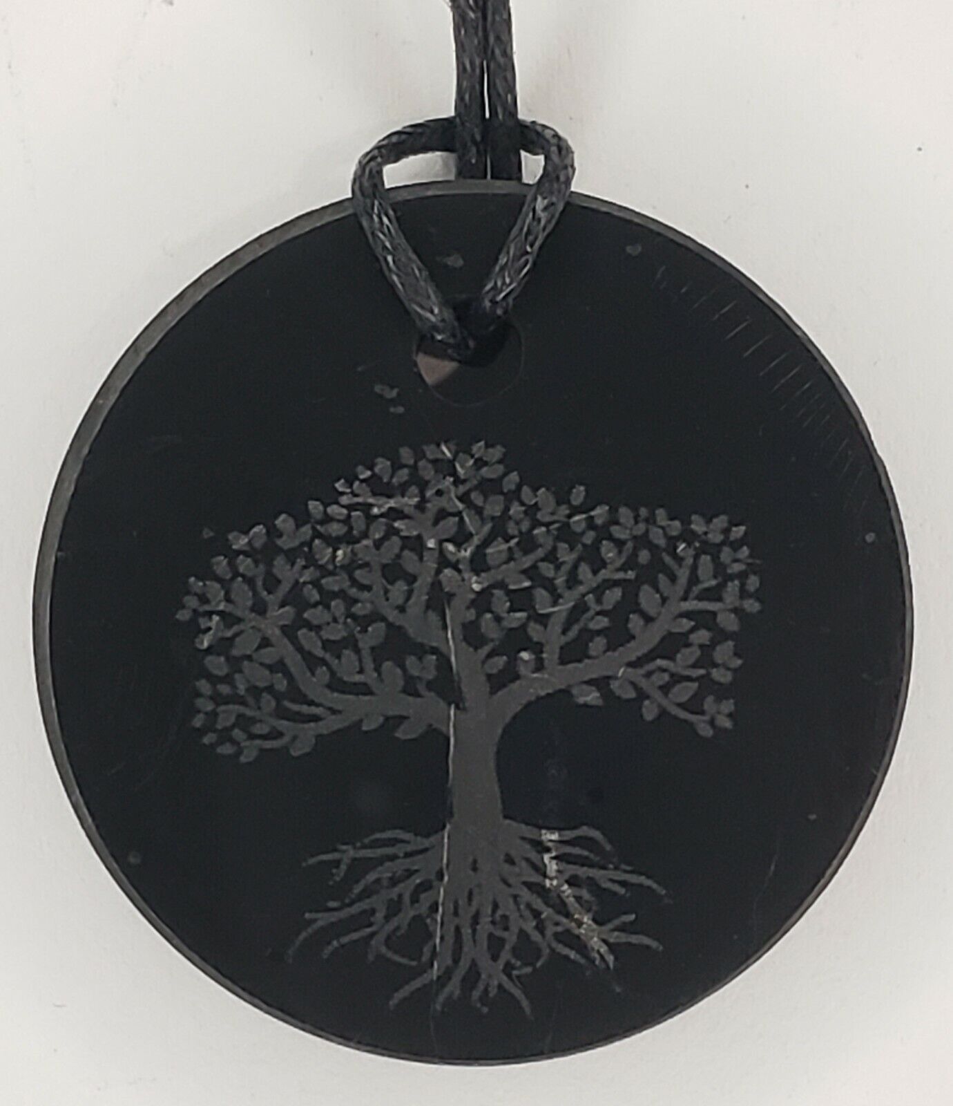 Shungite EMF Protection Necklace Tree of Life Engraved Pendant Circle 50 mm