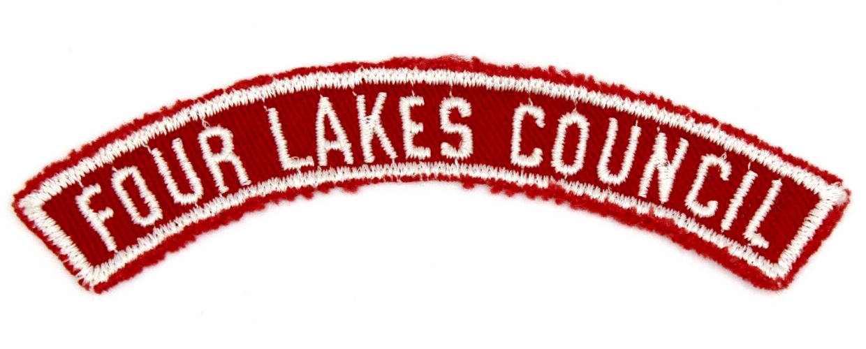 Vintage Four Lakes Council Red White Strip RWS Council Patch Wisconsin Boy Scout