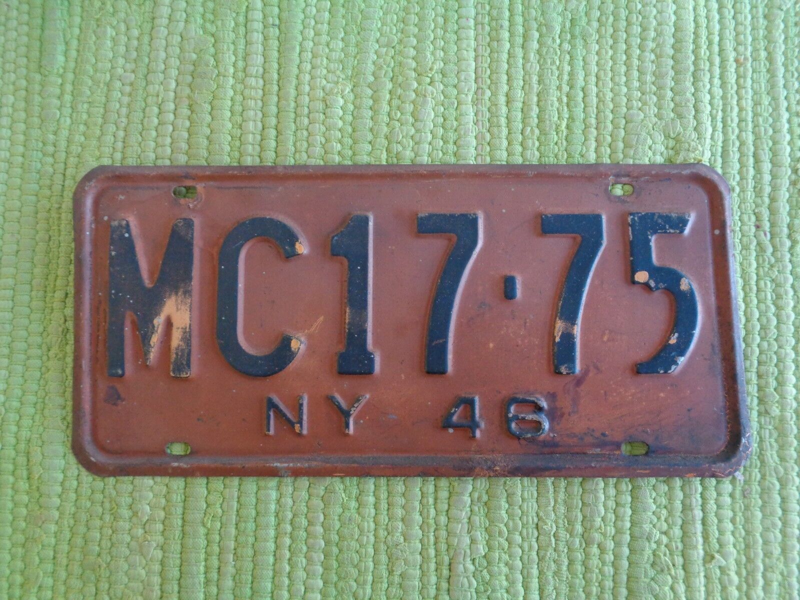 1946 New York License Plate 46 NY Tag MC17-75