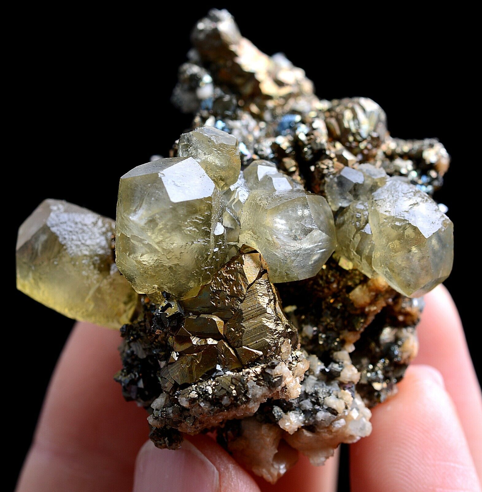 75g Natural Highest Grade Benz Yellow Calcite & Pyrite Crystal Mineral Specimen