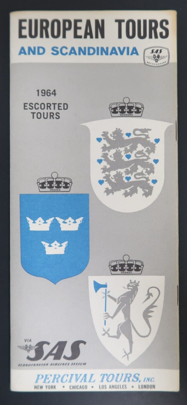 European Tours and Scandinavia SAS Airlines System 1964 Travel Souvenir Pamphlet