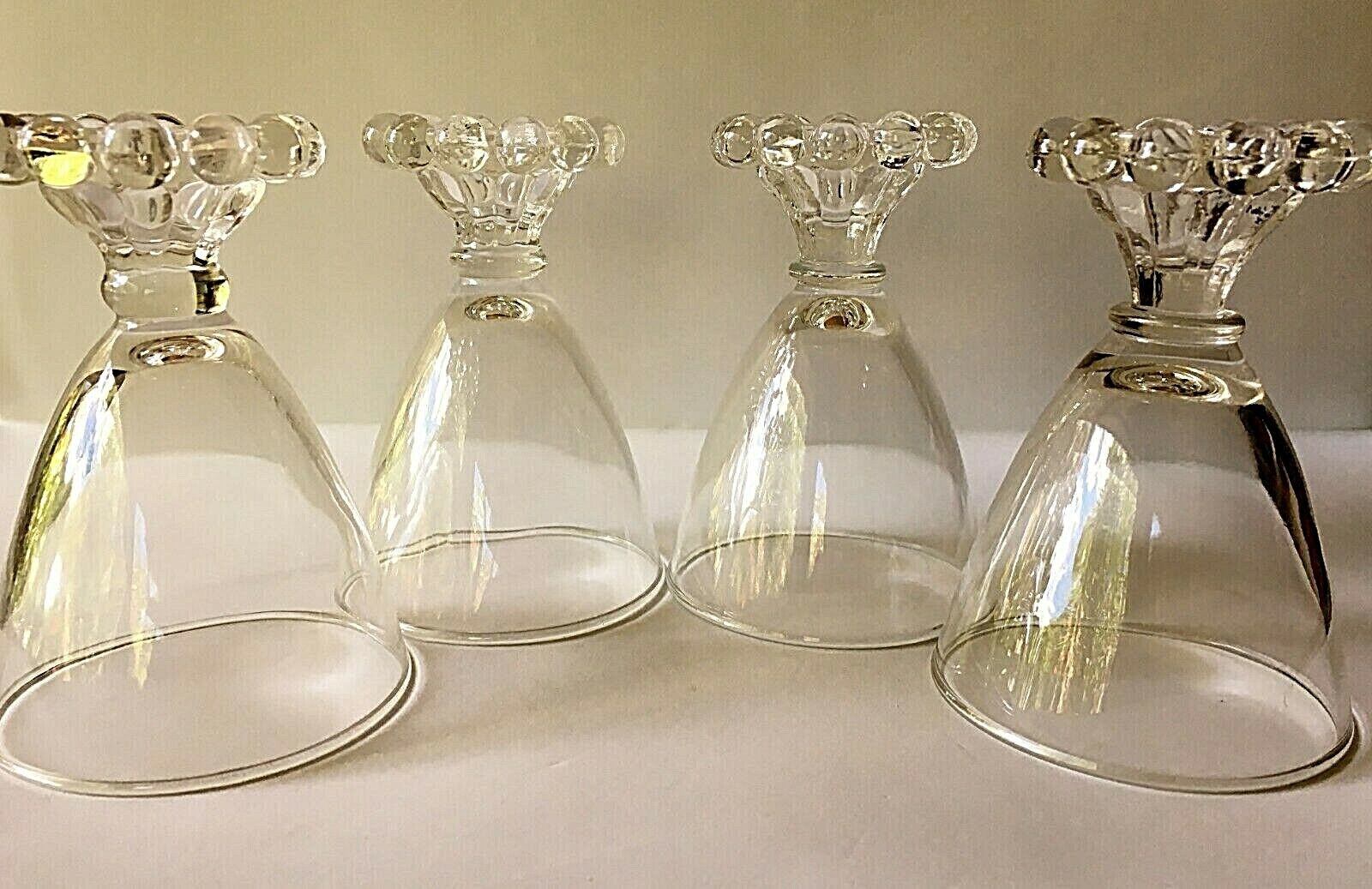 Depression Glass Boopie Pattern set of 4 Juice Glasses Vintage Clear Glassware