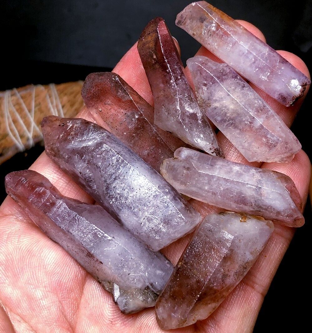 94g 8pc Diamond Grade RARE Amethyst  Lemurian Quartz Lemuria Crystal Point q165
