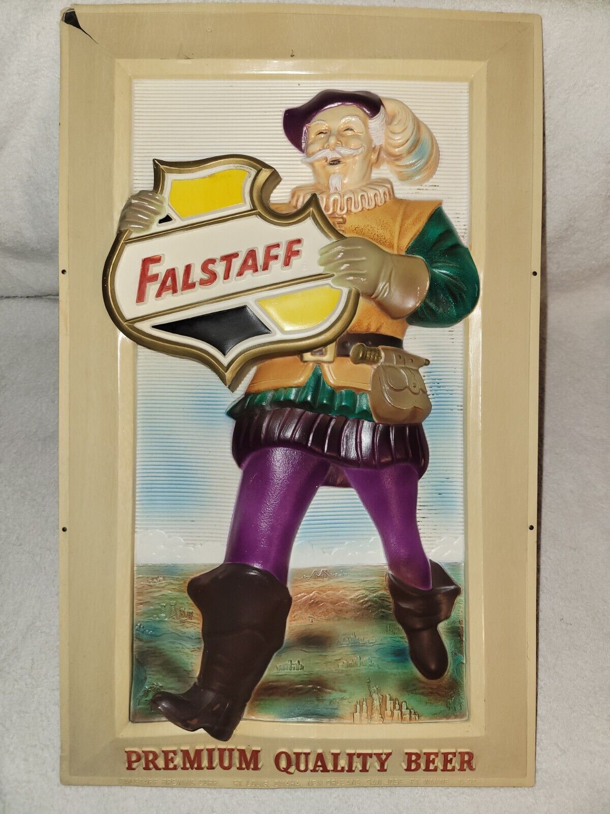 Vintage Falstaff Beer Sign 3D Plastic Schlitz LoneStar Pearl Dixie SEE ALL PHOTO