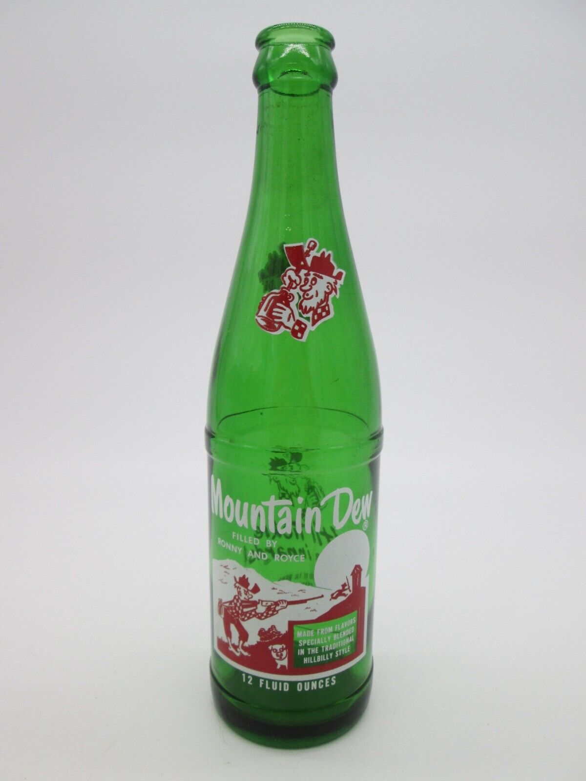 Vintage, 12 oz. Mountain Dew Bottle, Filled by Ronny & Royce