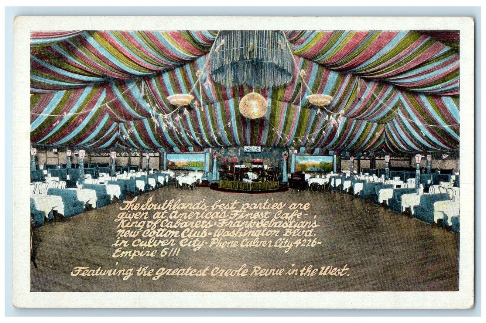 c1920\'s The Southland Best Party Washington Boulevard California CA Postcard