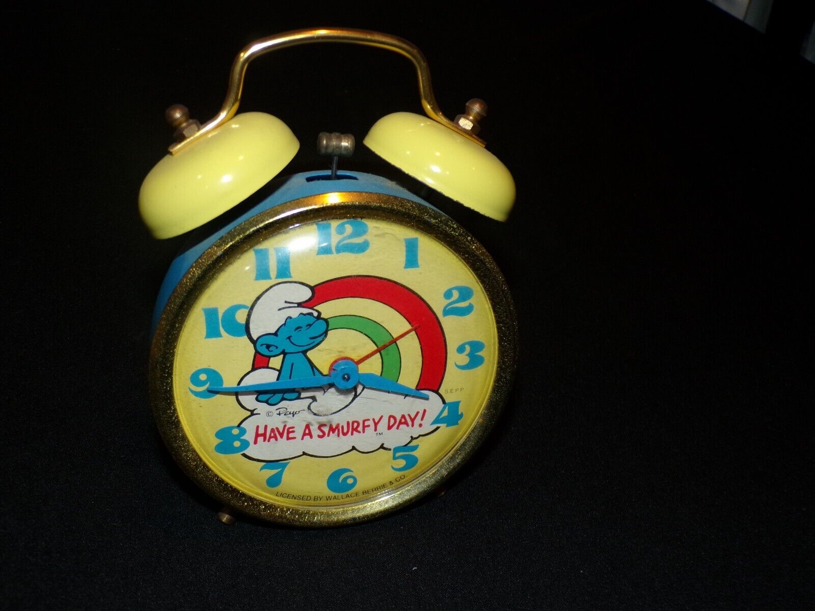 Bradley Smurf Alarm Clock Vintage Wallace Berrie & Co (C236)