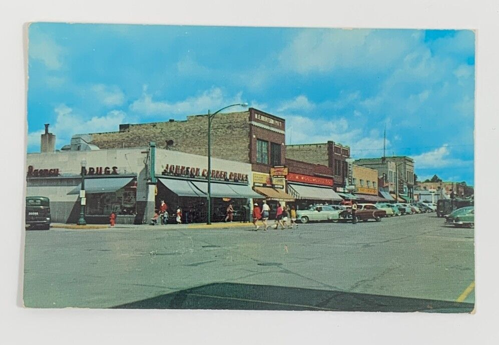 4th and Beltrami Bemidji Minnesota Postcard 1954 Street View Vintage Unposted