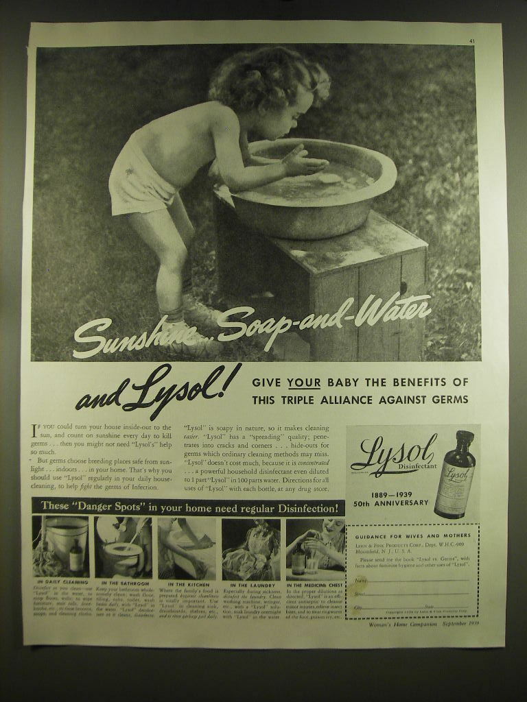 1939 Lysol Advertisement - Sunshine.. Soap-and-water and Lysol