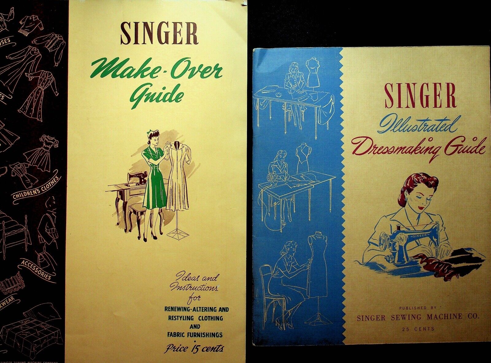1942  SINGER MAKE-OVER GUIDE BOOK & 1941 SINGER DRESSMAKING GUIDE - E13-J