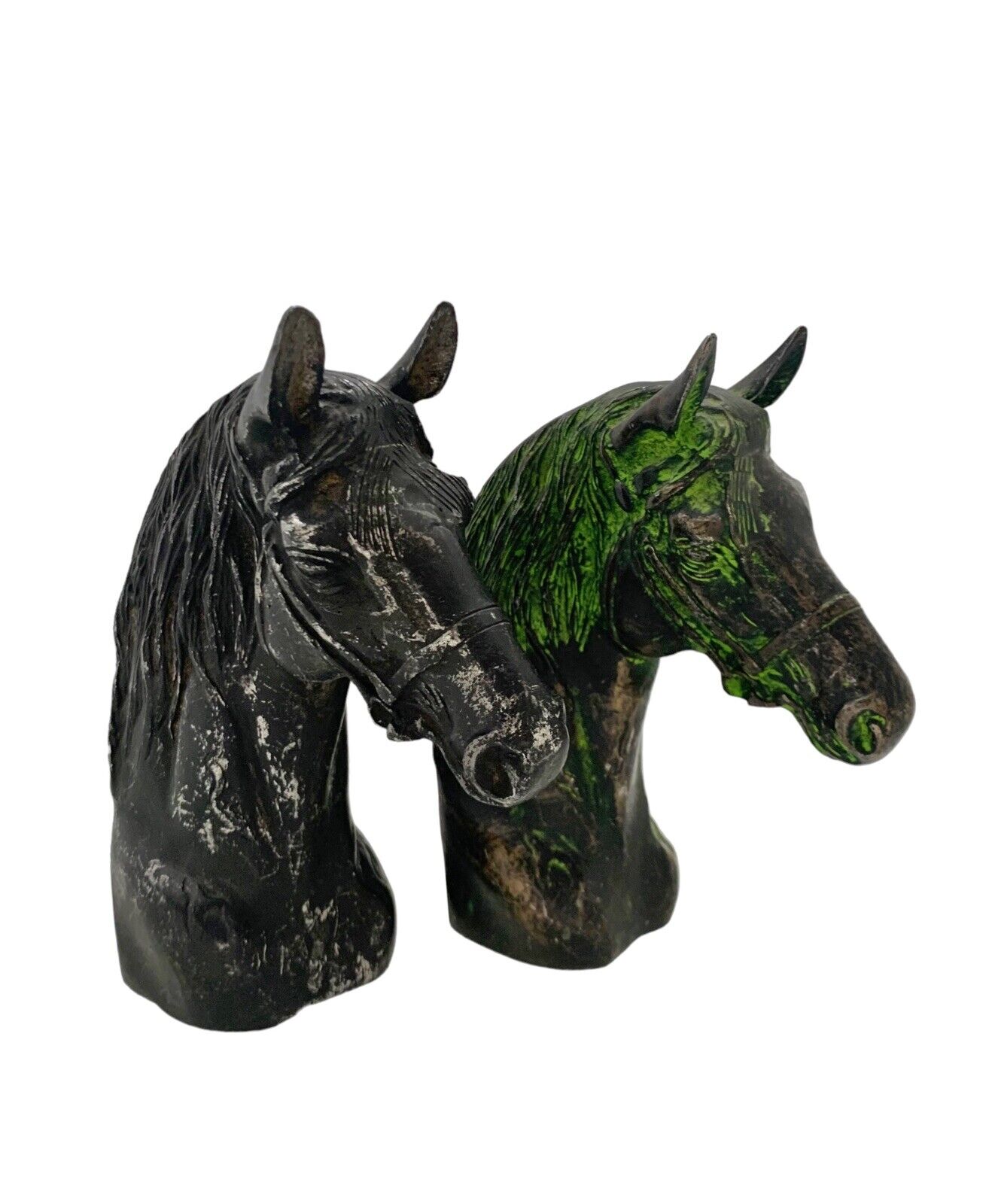 Horse Head Pair Heavy Metal Vintage Equestrian Decor