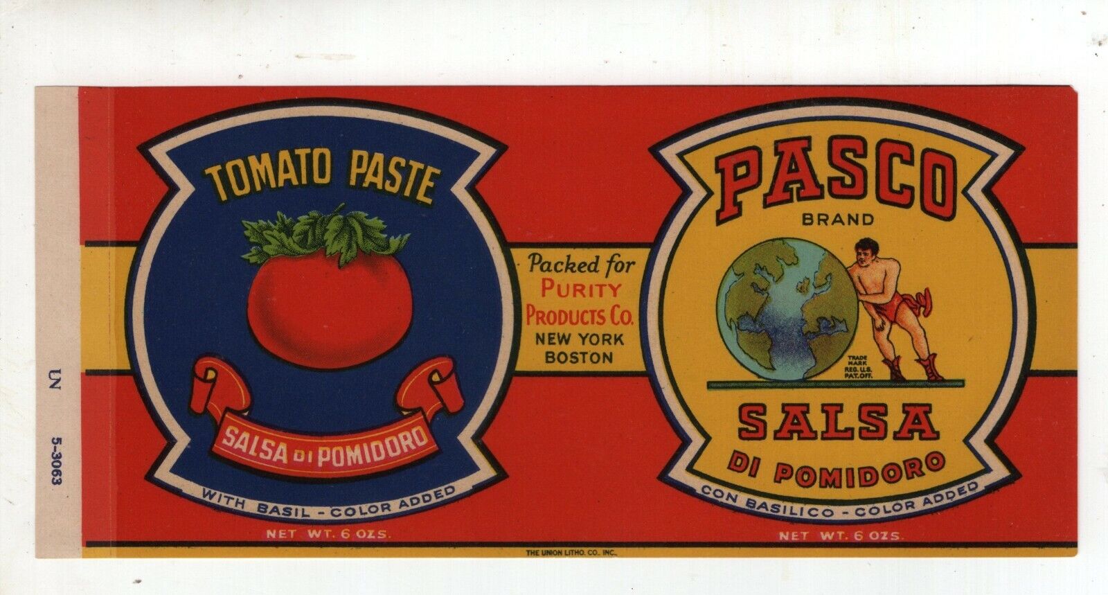 Vintage Label - Pasco - Tomato Paste - Salsa di Pomidoro - Purity Products Co