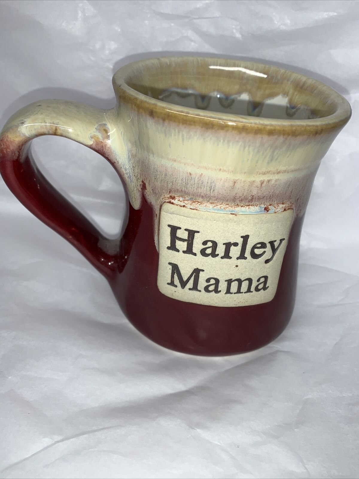 Harley Mama Tumbleweed Pottery Coffee Mug Tea Cup Burgundy