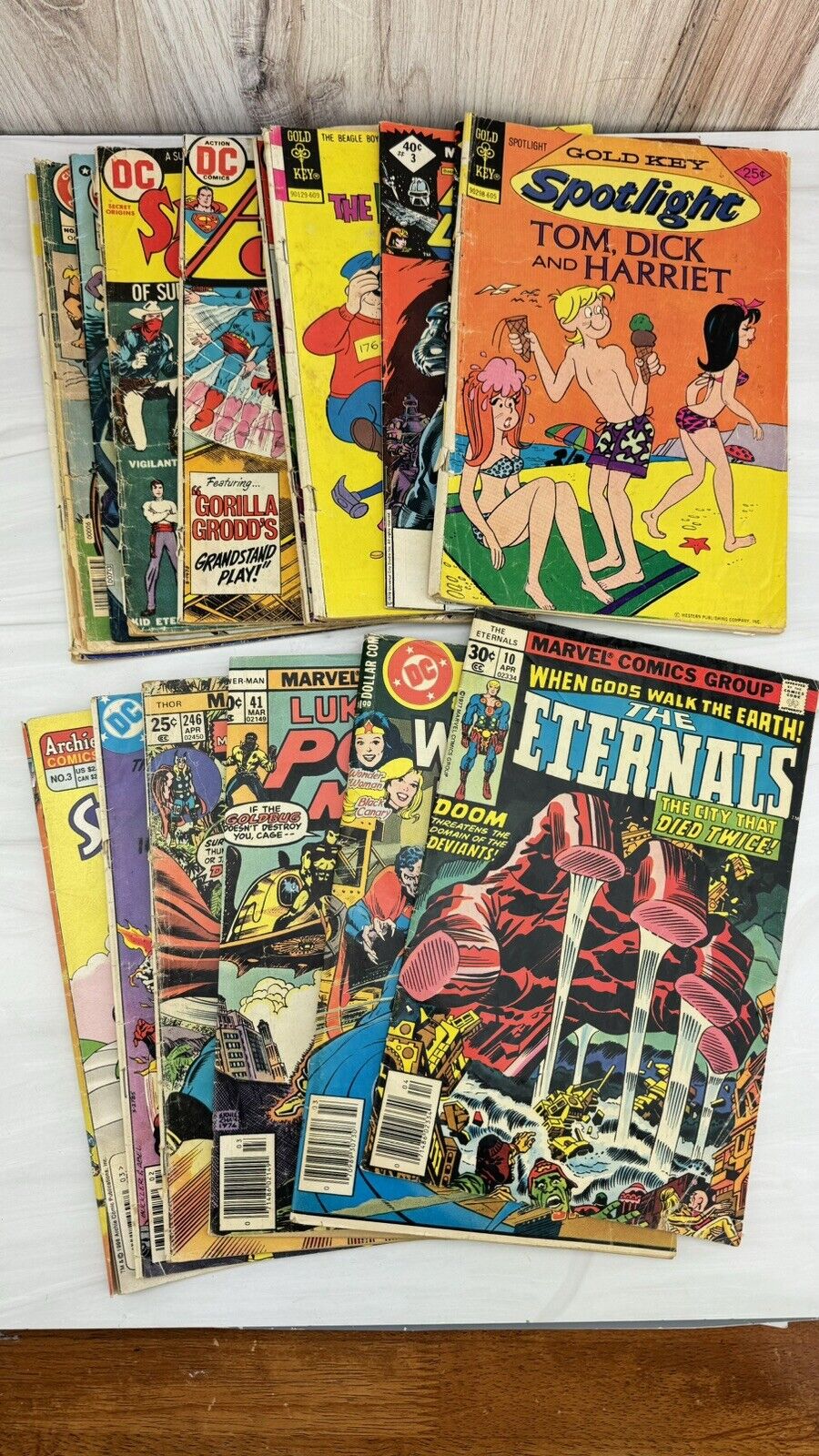 Lot of 17 Old Comics 70’s 80’s  Comic Book DC Marvel Archie Supergirl Thor