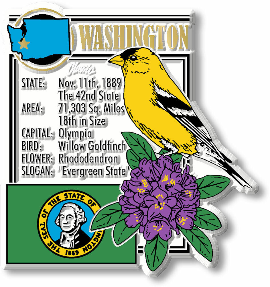 Washington State Montage Magnet by Classic Magnets, 2.7\