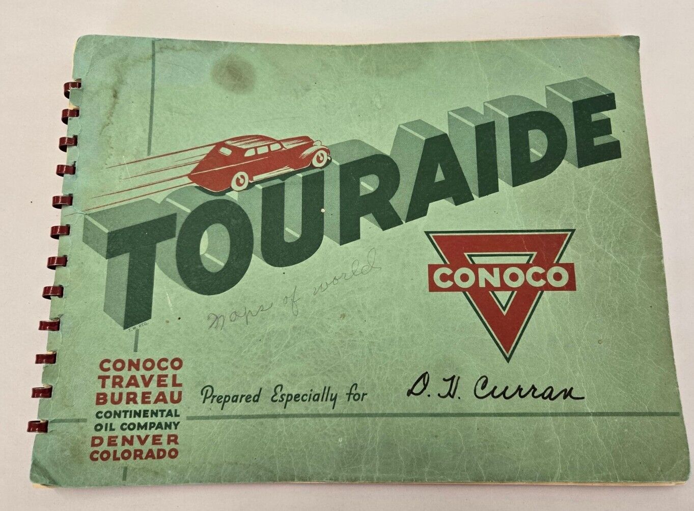Rare 1941 Touraide By Conoco Travel Bureau W Picture Of Couple & Road Map/Guide