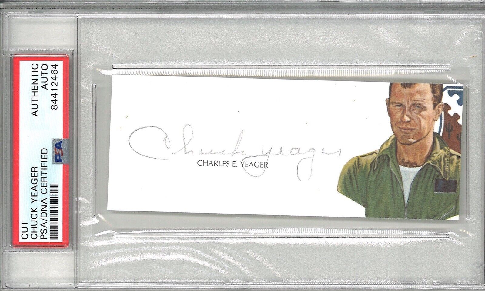 CHUCK YEAGER SIGNED CUT SIGNATURE PSA DNA 84412464 (D) WWII ACE TEST PILOT