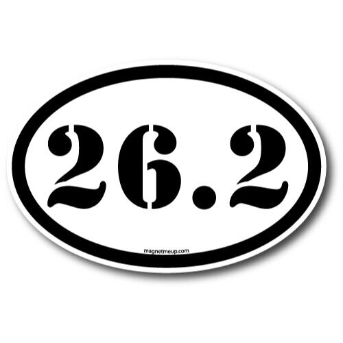 26.2 Marathon Black Stencil Oval Magnet Decal, 4x6 Inches, Automotive Magnet