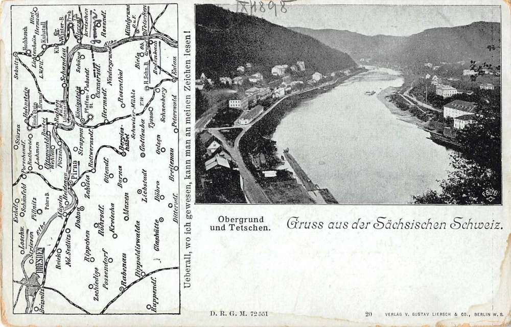 Obergrund und Tetschen Czech Republic Gruss aus scenic view antique pc Z42865