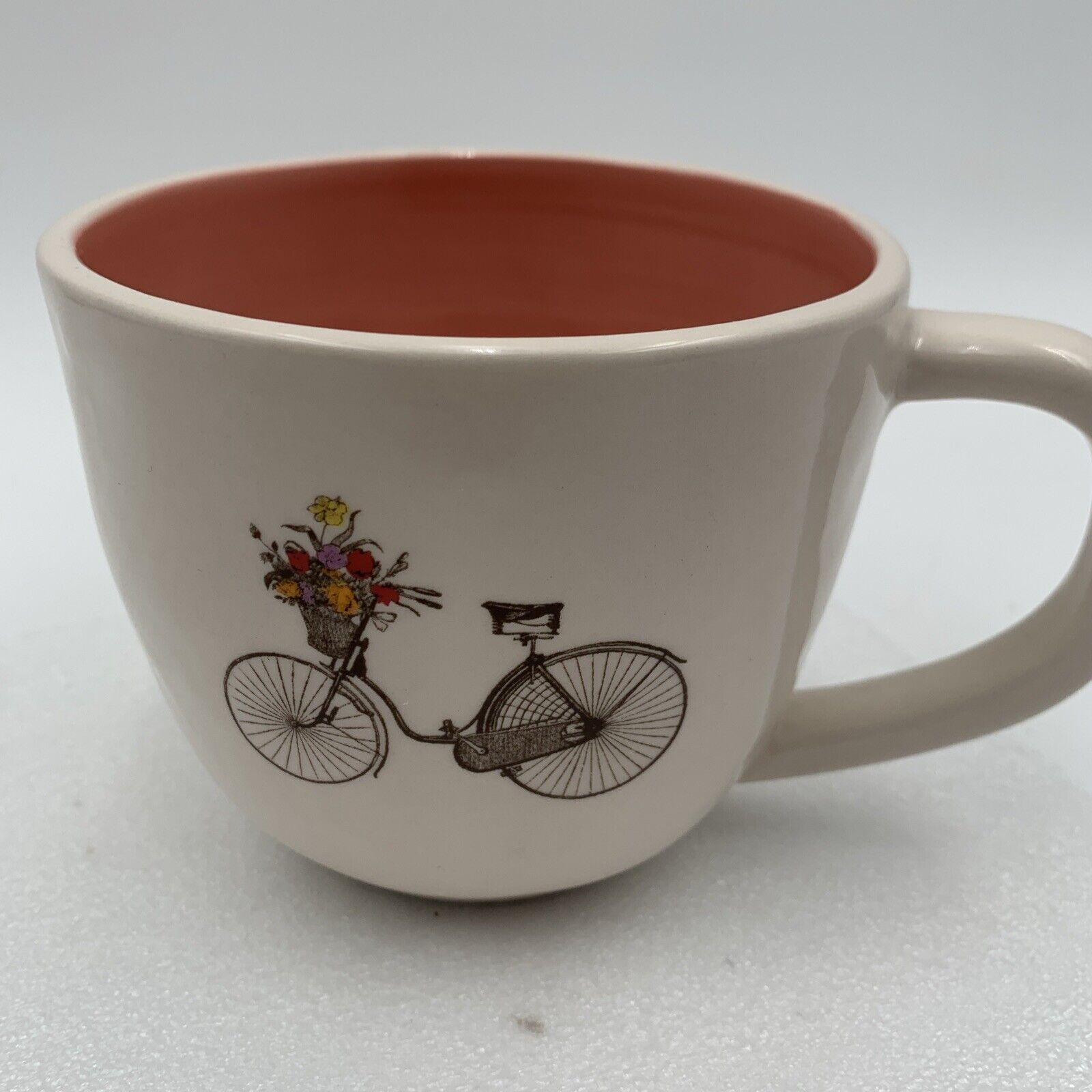 Rae Dunn Magenta Exclusive Coffee Mug Womens Bicycle With Flowers Pink Inside