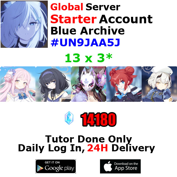 [Global] Blue Archive Starter Account 13x3* 14k+Pyroxene Mika Ui #UN9J