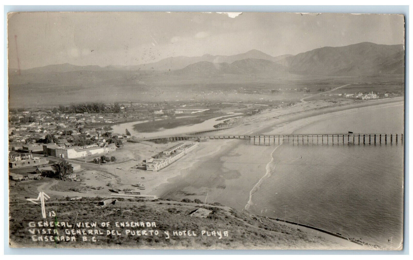 1938 General View of Ensenada Baja California Mexico RPPC Photo Postcard