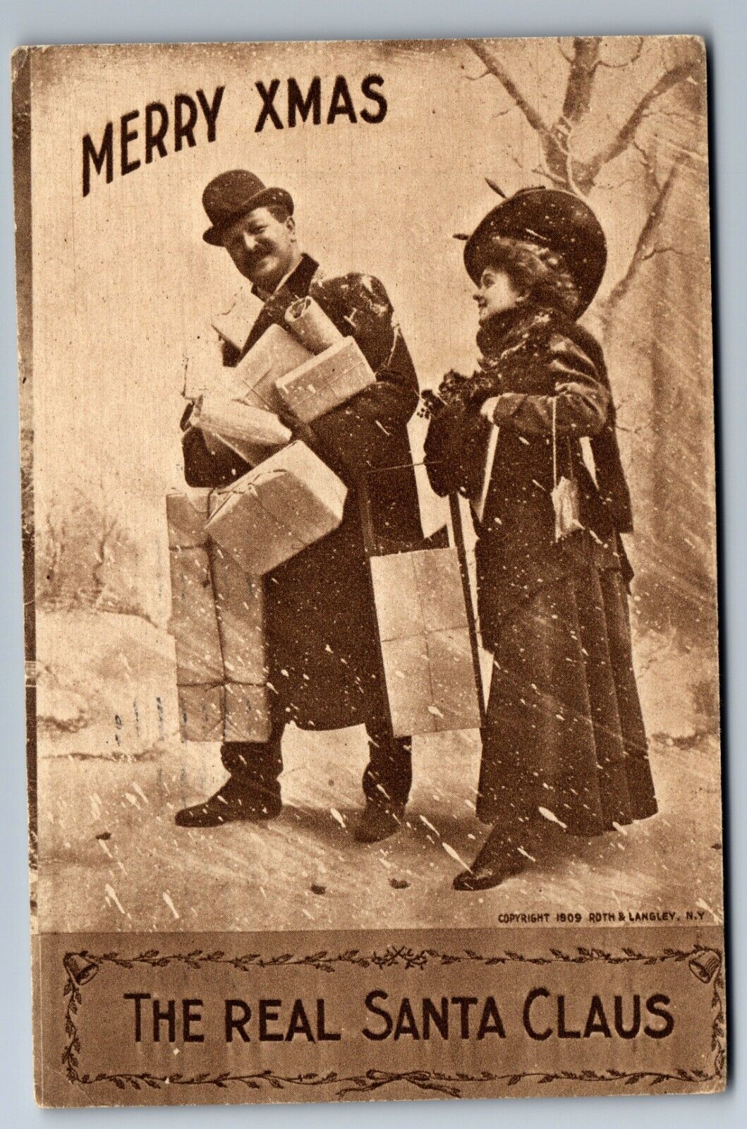 1909 THE REAL SANTA CLAUS CHRISTMAS SUGAR DADDY FUNNY HUMOR Postcard P33