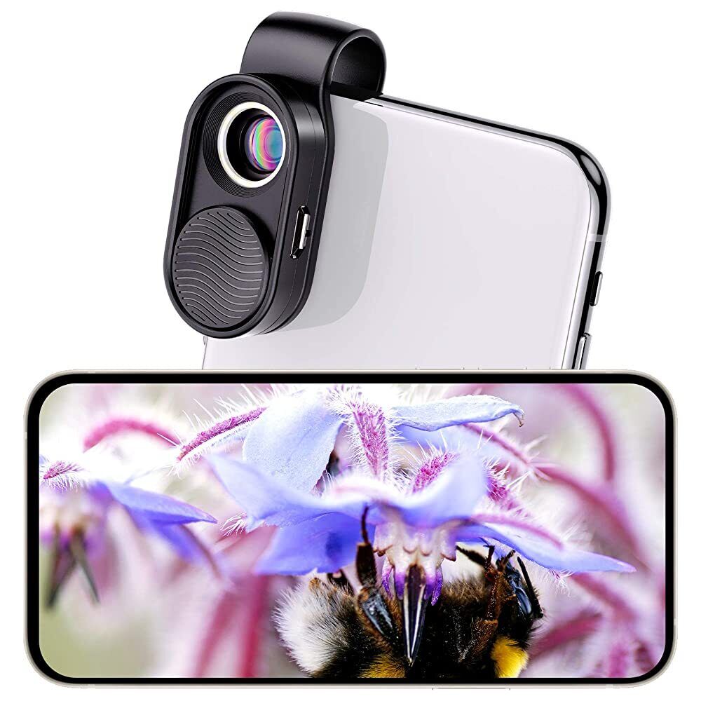 Digital 100X Microscope Lens Cell Phone Magnifier F1.8 LED Clip fr iPhone Mobile