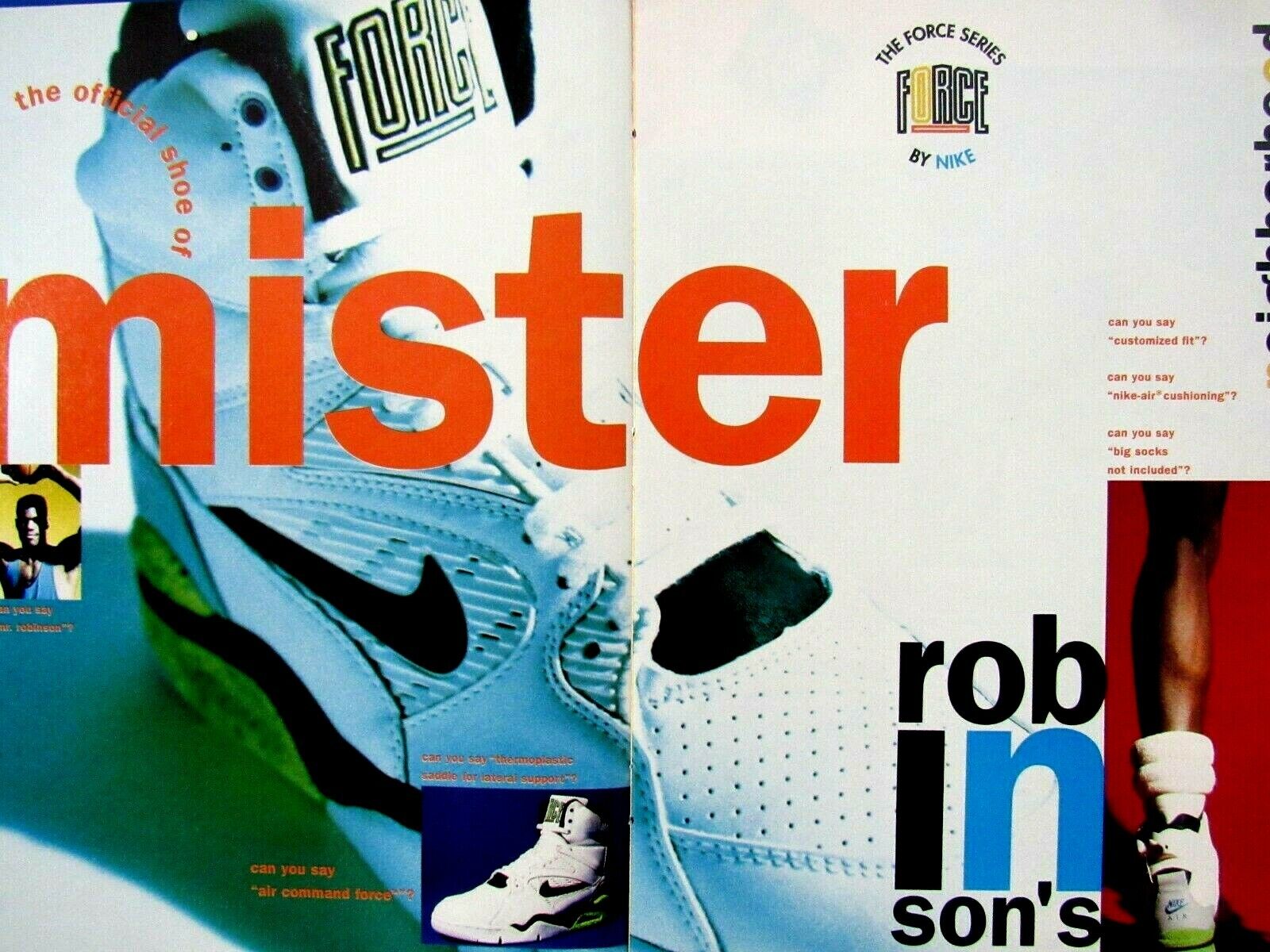 David Robinson 1990 Nike AIR Mister Robinson Centerfold Original Print Ad 16x11\