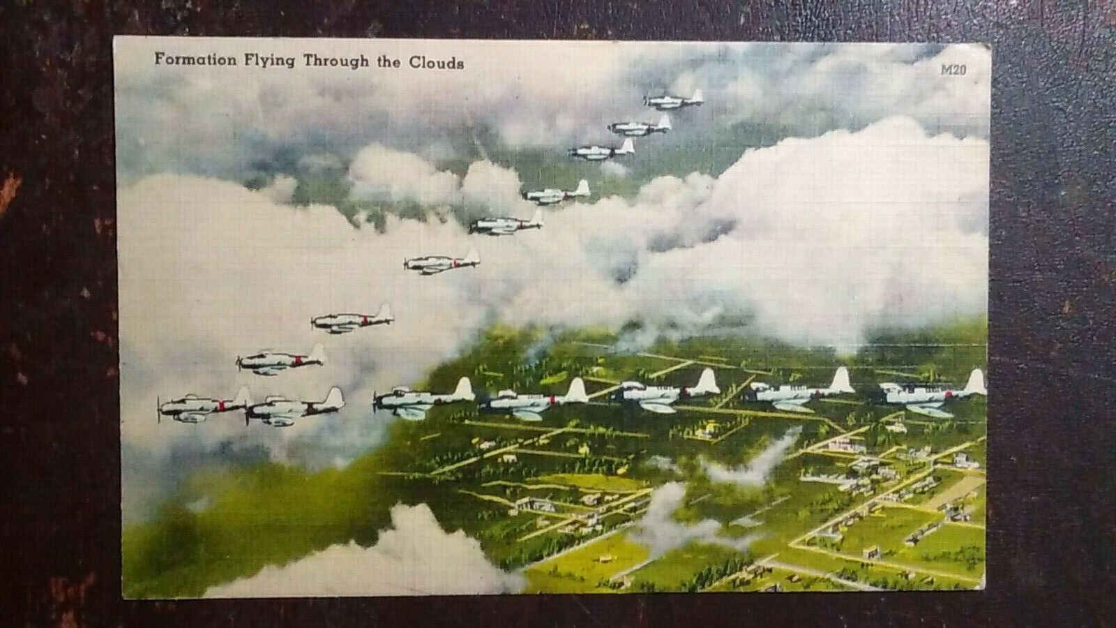 Formation Flying Through the Clouds, Military Series - Linen, 1944, Rough Edges