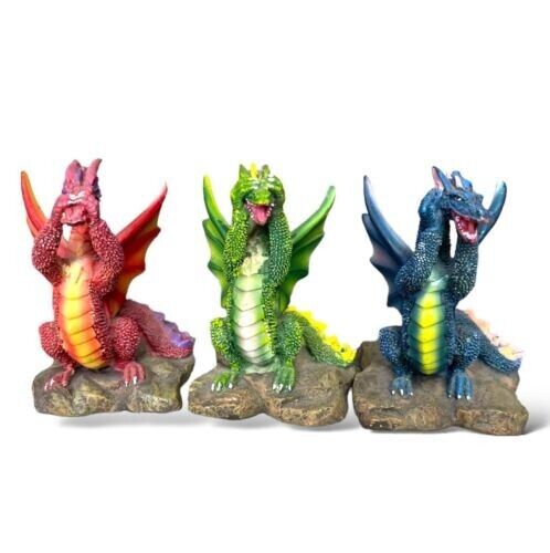 Hear-See-Speak No Evil Dragon Figurines Set of Three