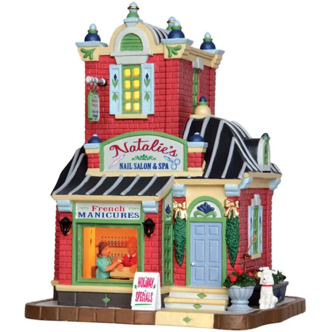 Lemax Natalie’s Nail Salon #45686 Brand New Lighted Building