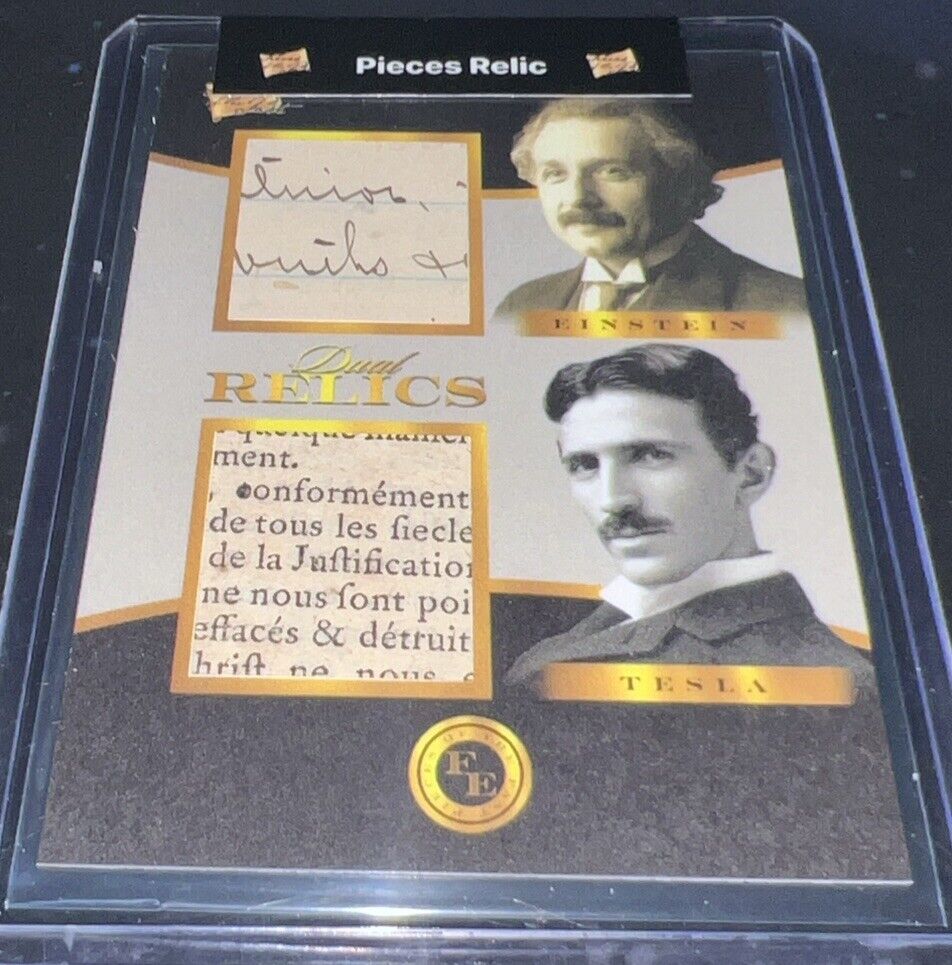 Albert Einstein & Tesla 1/1 2023 Pieces of The Past Dual Handwritten Relic Auto