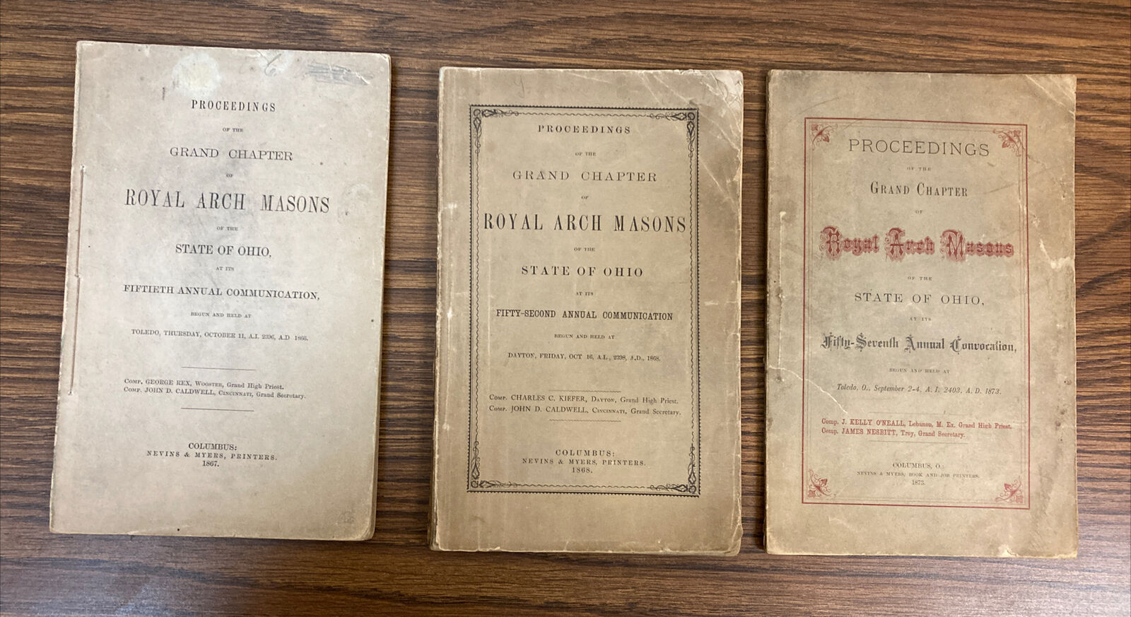 Proceedings Of The Grand Chapter Of Royal Arch Masons 1867 1868 1873 Lot Of 3