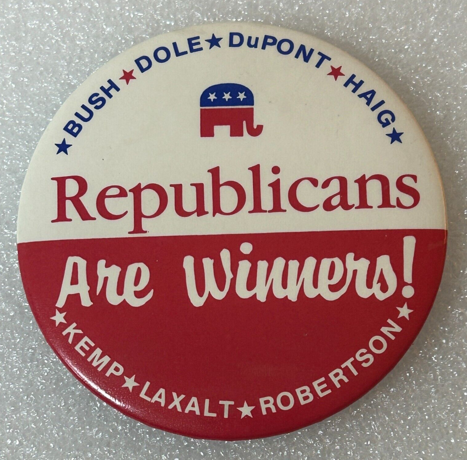 Vintage 1987 Republicans Are Winners Bush Dole Dupont Haig Pinback Button Pin