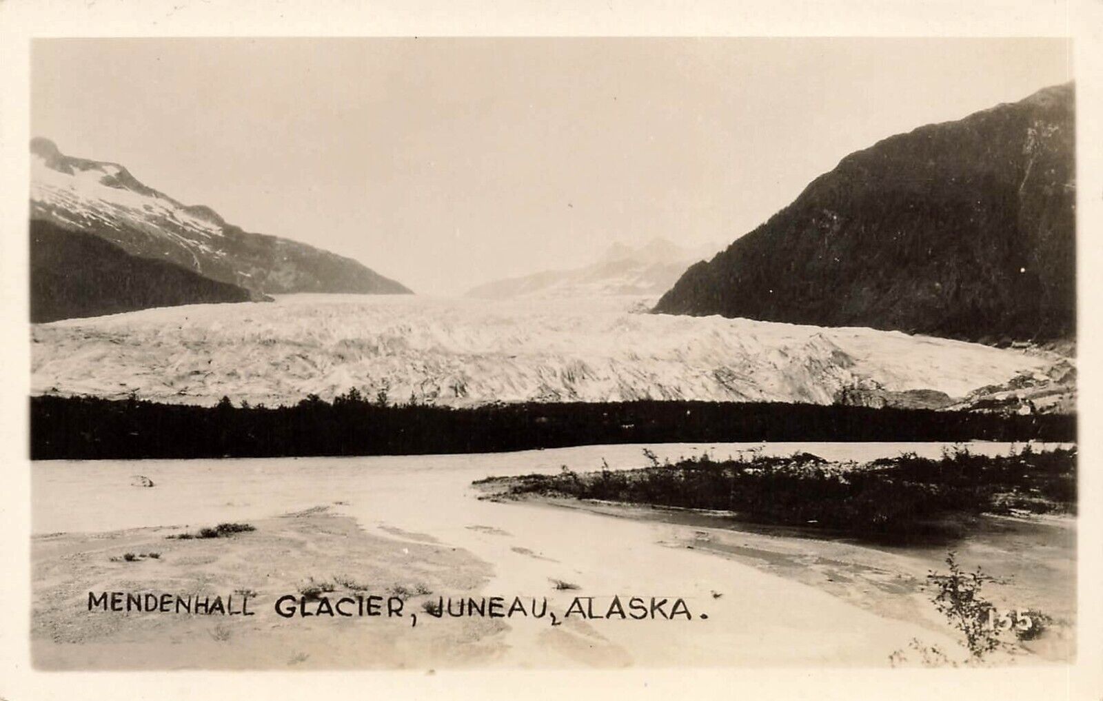 ALASKA RPPC REAL PHOTO POSTCARD: MENDENHALL GLACIER, JUNEAU, AK
