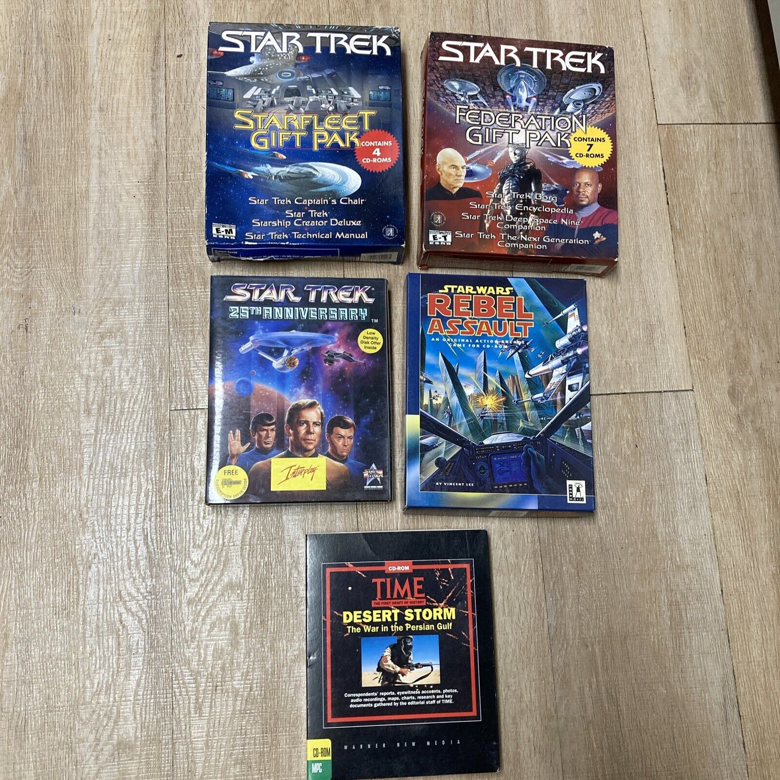 Star Trek and Star Wars collectible computer games boxes and manuals huge lot