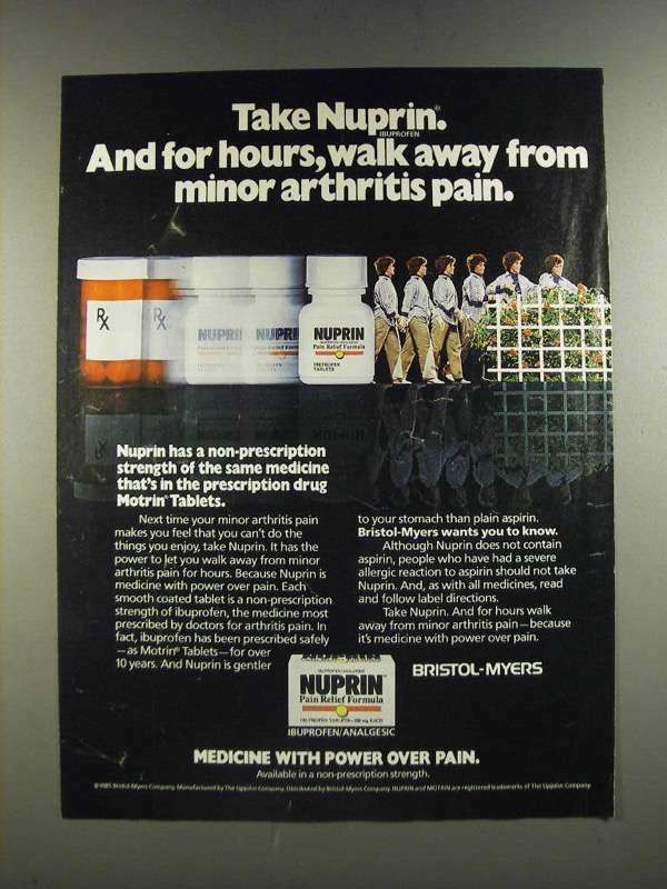 1986 Bristol-Myers Nuprin Medicine Ad - Walk Away From Minor Arthritis Pain