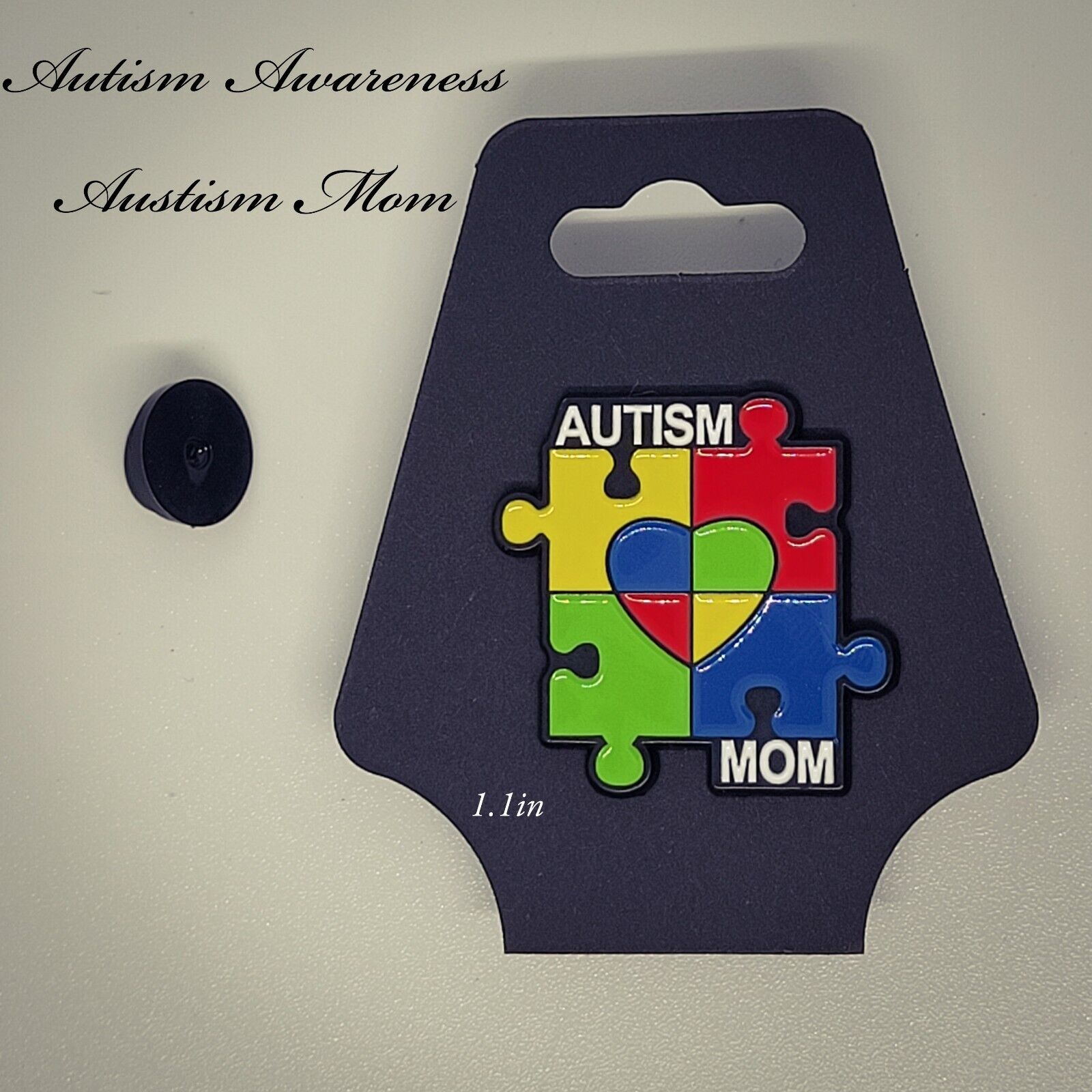 Autism Awareness Autsim Mom Pin, Replacement Back Included