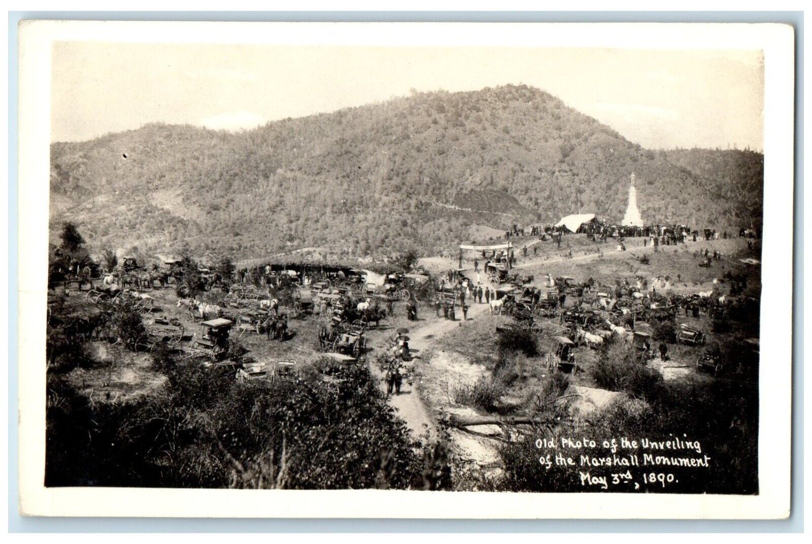 c1940\'s Old Photo Unveiling Marshall Monument Coloma CA RPPC Photo Postcard