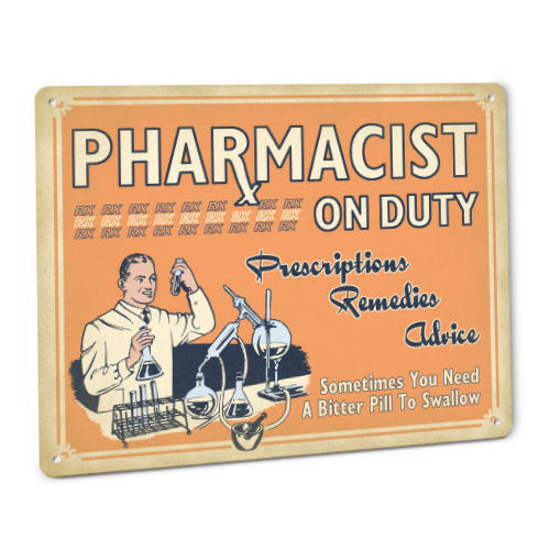 Pharmacy SIGN Pharmacist Vintage Drug Store Decor Male Apothecary In Uniform 199