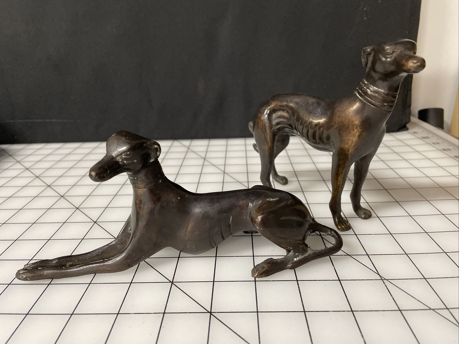 Dog Figurines Greyhound Bronze Statue Bronze Metal Whippet Vintage Decor