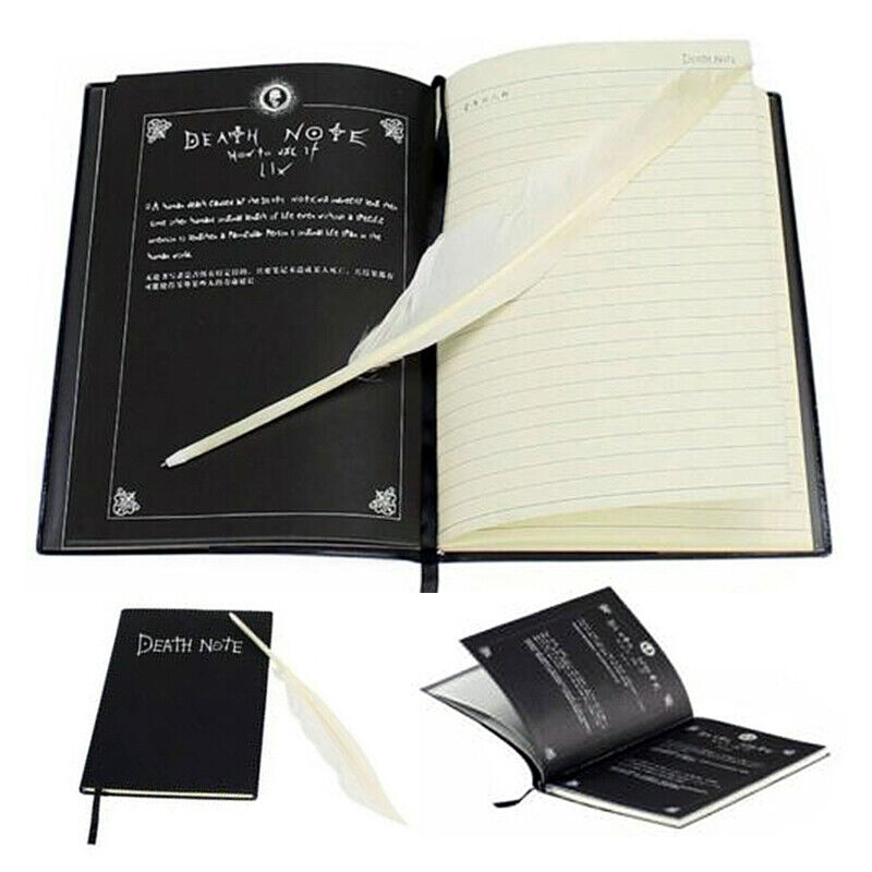 Death Note Cosplay Notebook W/ Feather Pen Book Anime Theme Writing Journ Top