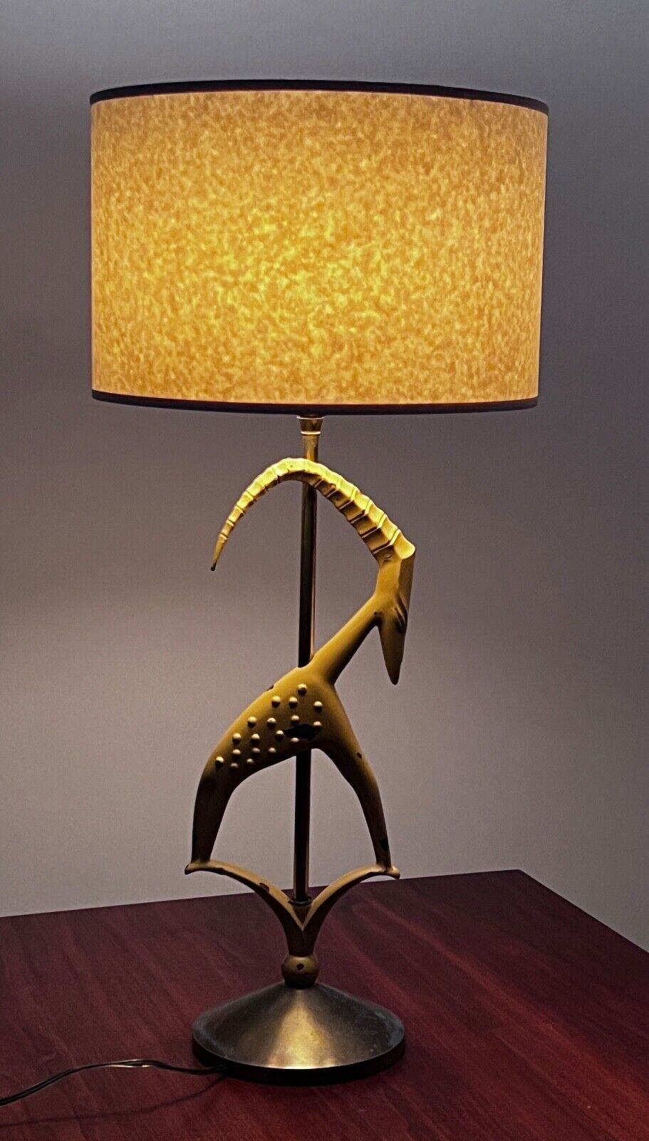 Rembrandt Gazelle Brass Metal Table Lamp Light Vtg Mcm Art Deco Sculpture Ibex