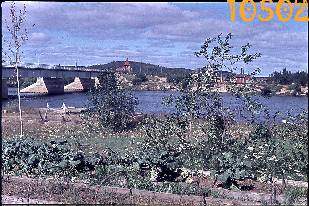 orig. vintage slide (dia) IVALO, Ivalojoki w bridge 1960’s, Finland