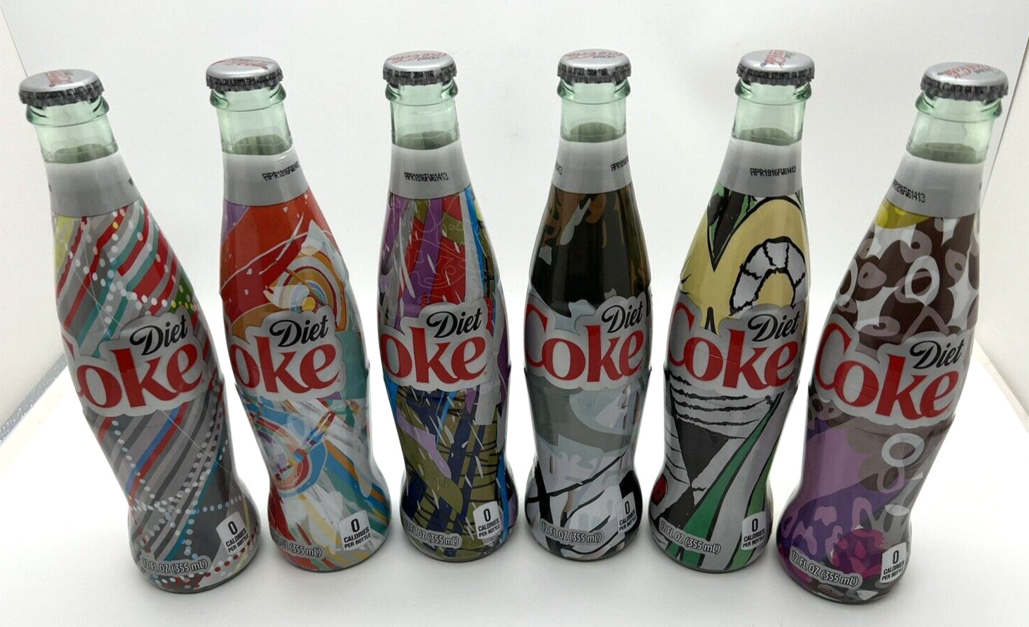 Six Pack - 2016 Diet Coke It's Mine Series -Wrapped Unopened 12 oz Glass Bottles