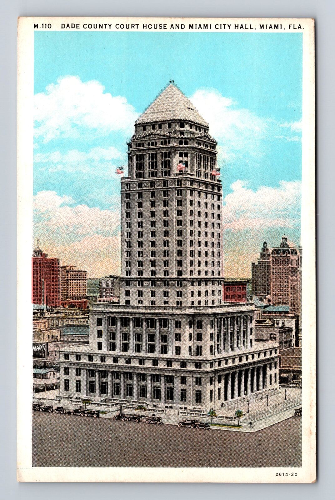 Miami FL-Florida, Dade County Court House, City Hall, Antique Vintage Postcard