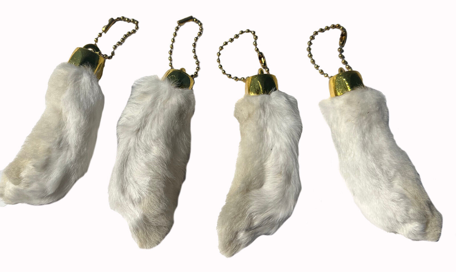 4 NATURAL COLOR LUCKY  RABBIT FOOT KEY CHAIN real rabbits feet authentic BULK