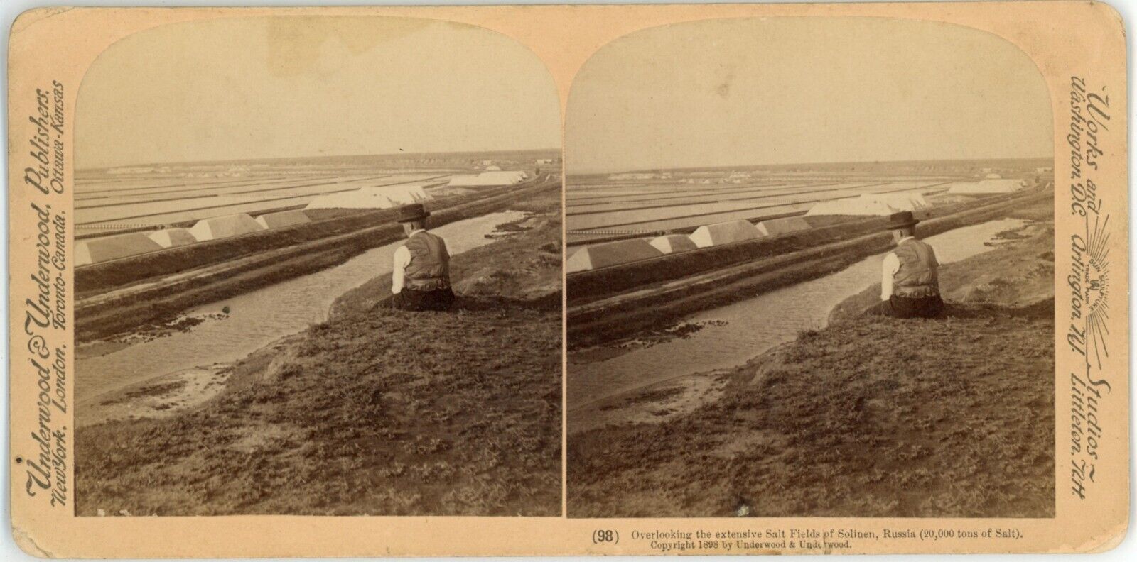 1898 Real Photo Stereoview Overlooking Extensive Salt Fields Of Solinen Russia